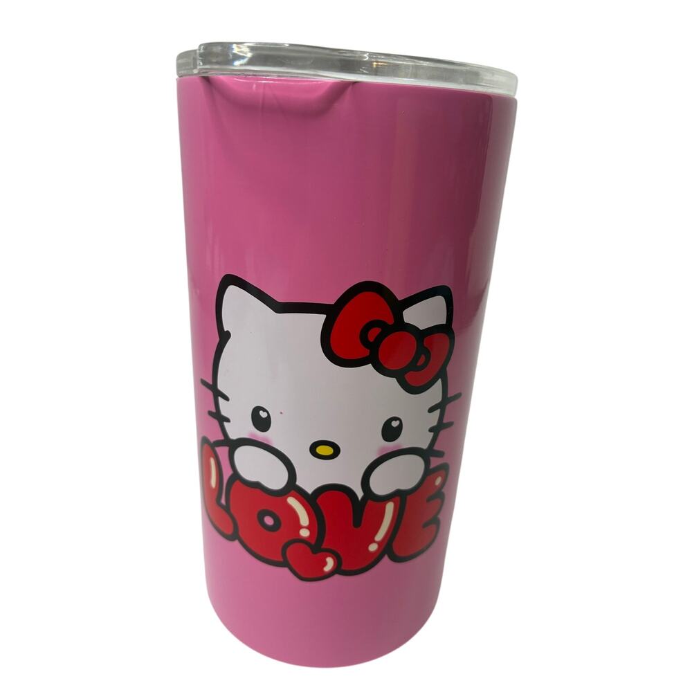 Sanrio Hello Kitty Stainless Steel Pink Tumbler NEW Holding Red Bubble LOVE
